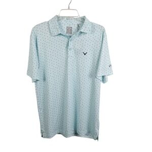 Callaway Mens Opti-Dri Golf Polo Shirt Light Blue Chevron Print Size Medium NWT